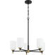 Council 5 Light 25 inch Flat Black/Satin Brass Chandelier Ceiling Light