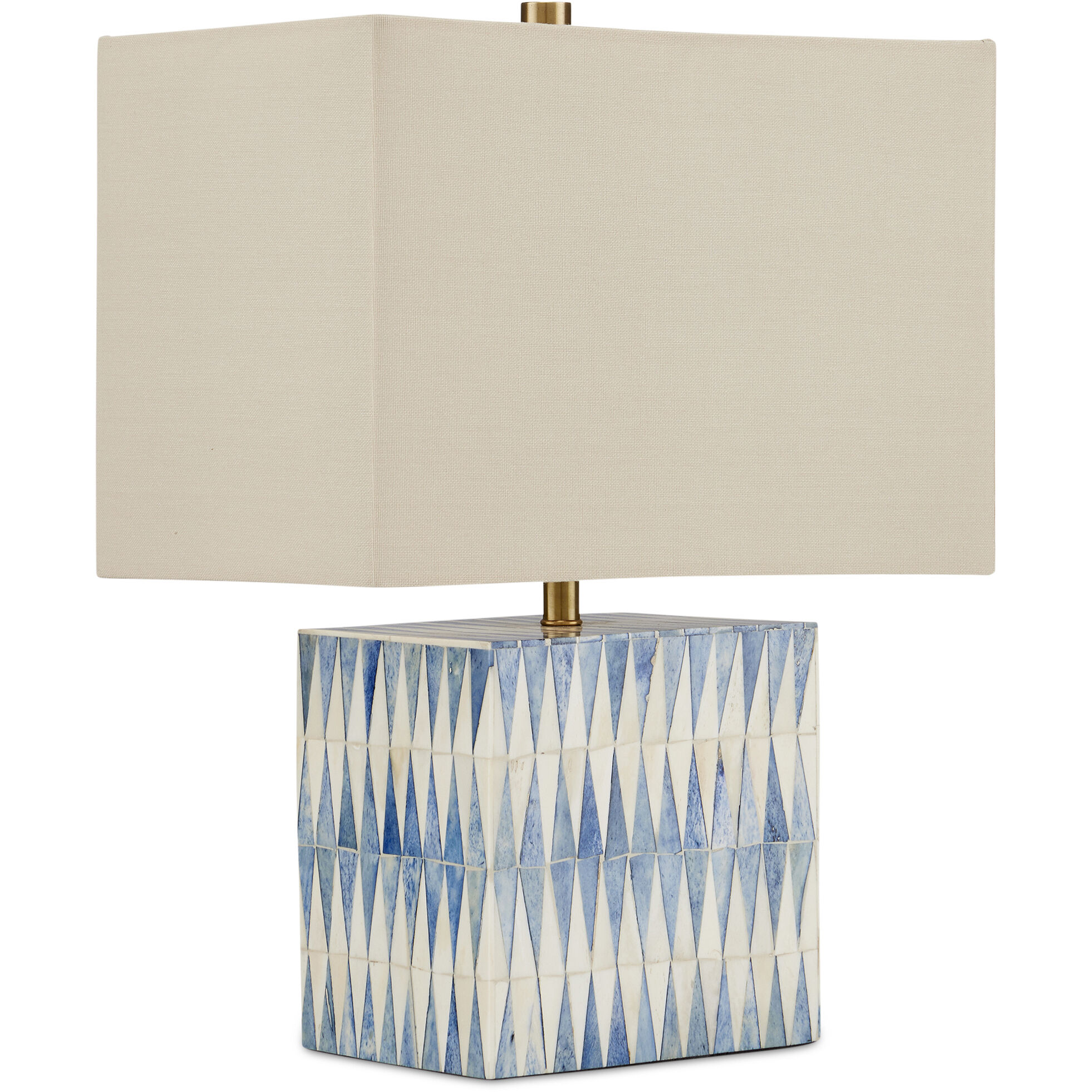 Nadene 17.5 inch 75 watt Blue and White and Brushed Brass Table Lamp Portable Light