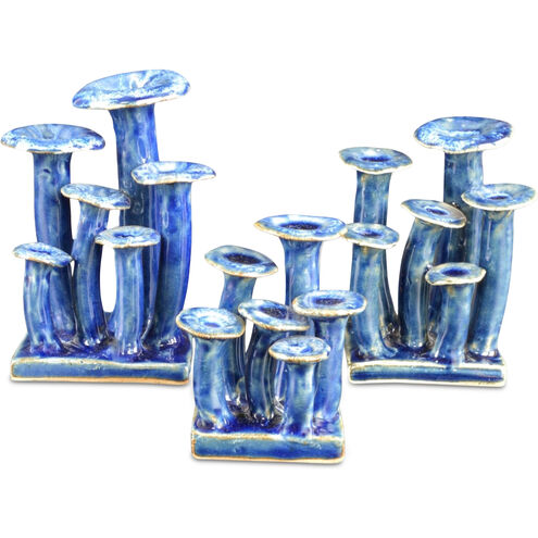 Wild Blue Mushrooms 5 X 2.75 inch Sculptures, Set of 3