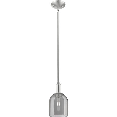 Arcadia Bella 1 Light 5.5 inch Brushed Satin Nickel Mini Pendant Ceiling Light in Light Smoke Glass