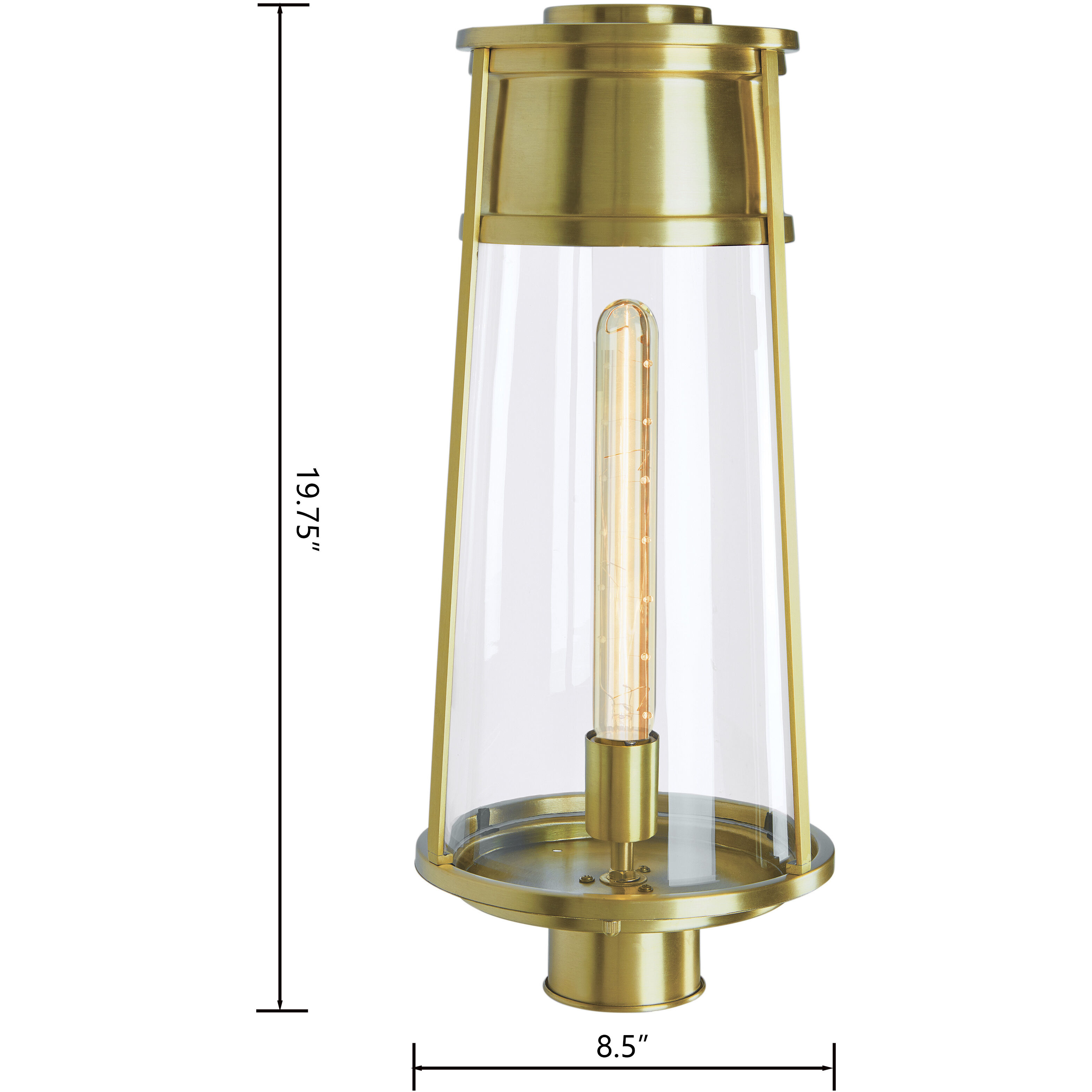 Cone 1 Light 19.75 inch Satin Brass Outdoor Post Light