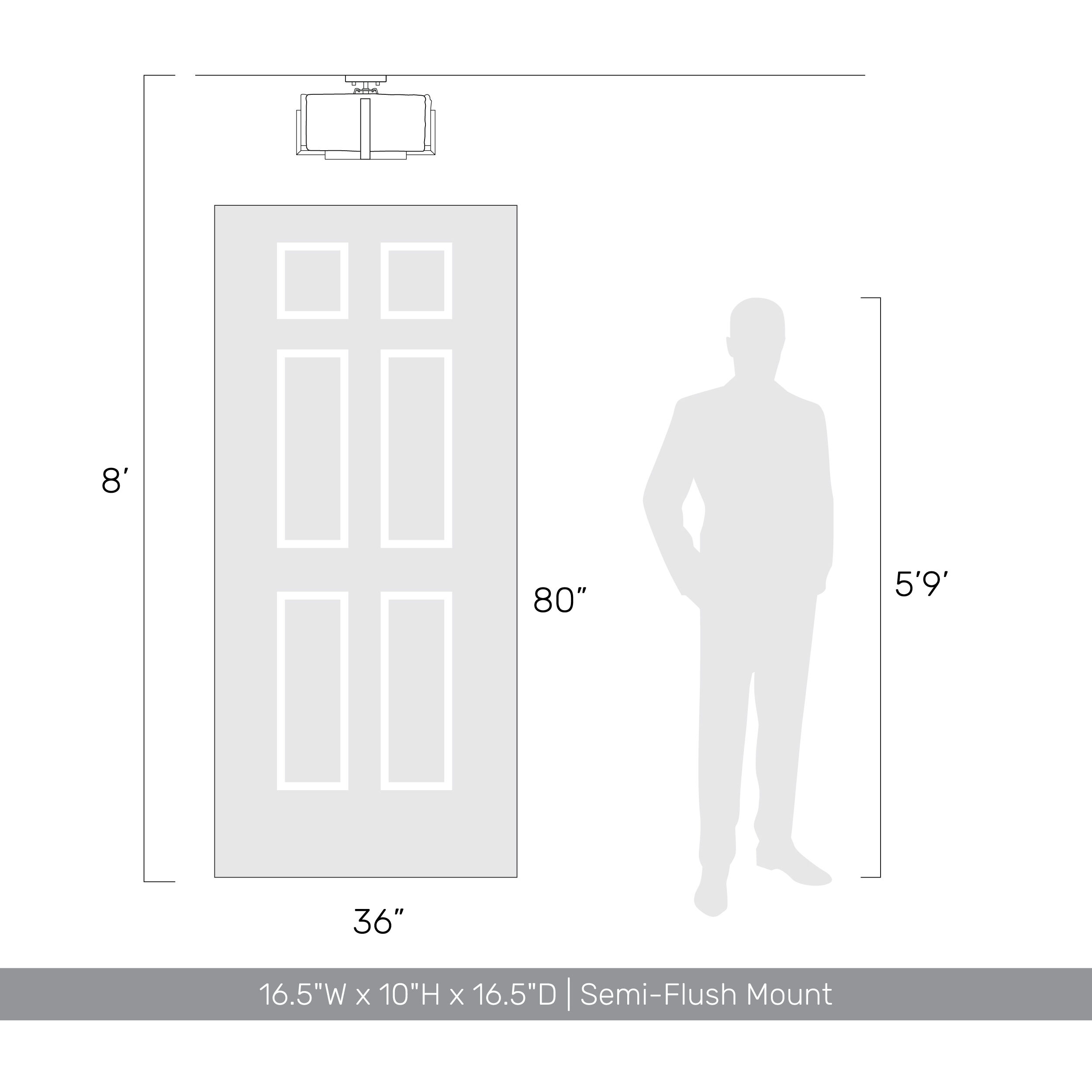 Aenon 3 Light 16.5 inch Matte Black Semi-Flush Mount Ceiling Light