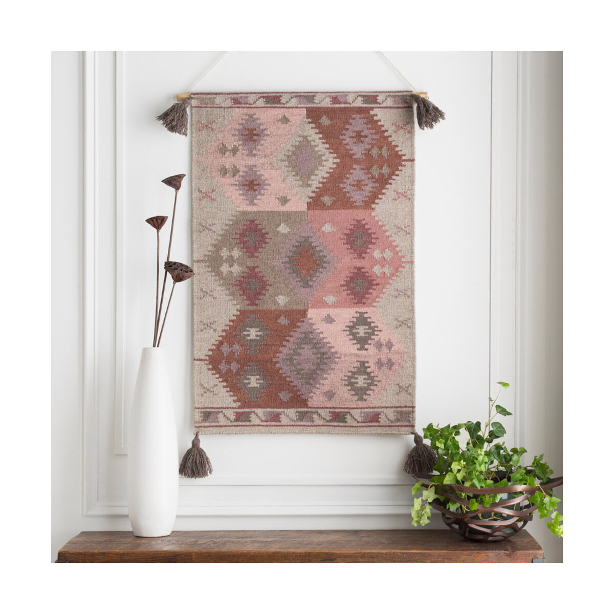 Adia Taupe/Beige/Eggplant/Blush/Camel/Charcoal Wall Hangings, Rectangle