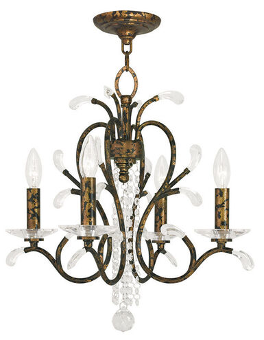 Serafina 4 Light 20 inch Hand Applied Venetian Golden Bronze Mini Chandelier Ceiling Light