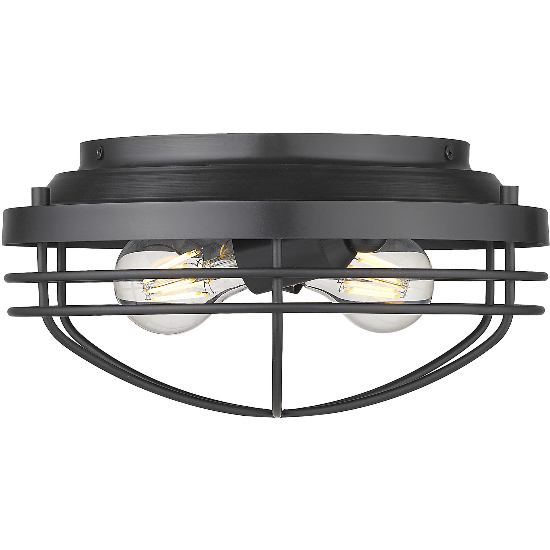 Seaport 2 Light 12 inch Matte Black Flush Mount Ceiling Light, Damp