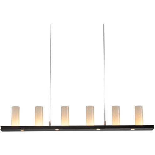 Carlyle LED 44 inch Burnished Bronze Linear Pendant Ceiling Light in 3000K LED, Floret Inner - Smoke Outer, Corona