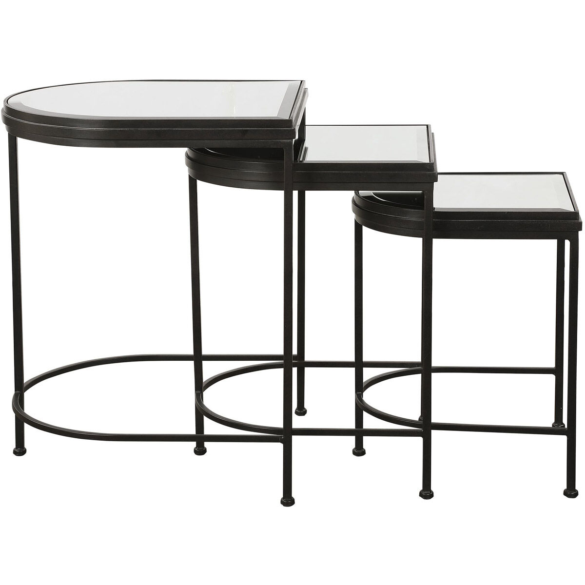 India 24 X 19 inch Matte Black Nesting Tables, Set of 3