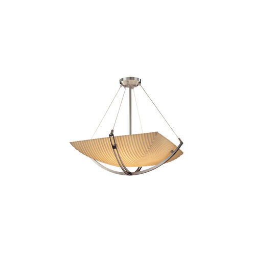 Porcelina LED 22 inch Dark Bronze Pendant Ceiling Light in 3000 Lm LED, Bamboo, Round Bowl