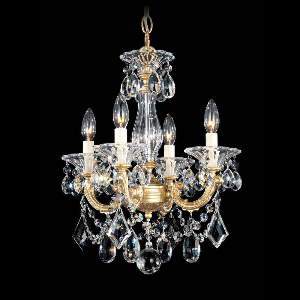 La Scala 4 Light 14.5 inch Heirloom Gold Chandelier Ceiling Light in Heirloom Gold Cast, Convertible to Pendant