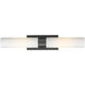 Ballston Urban 2 Light 24 inch Matte Black Bath Vanity Light Wall Light in Striped White Glass