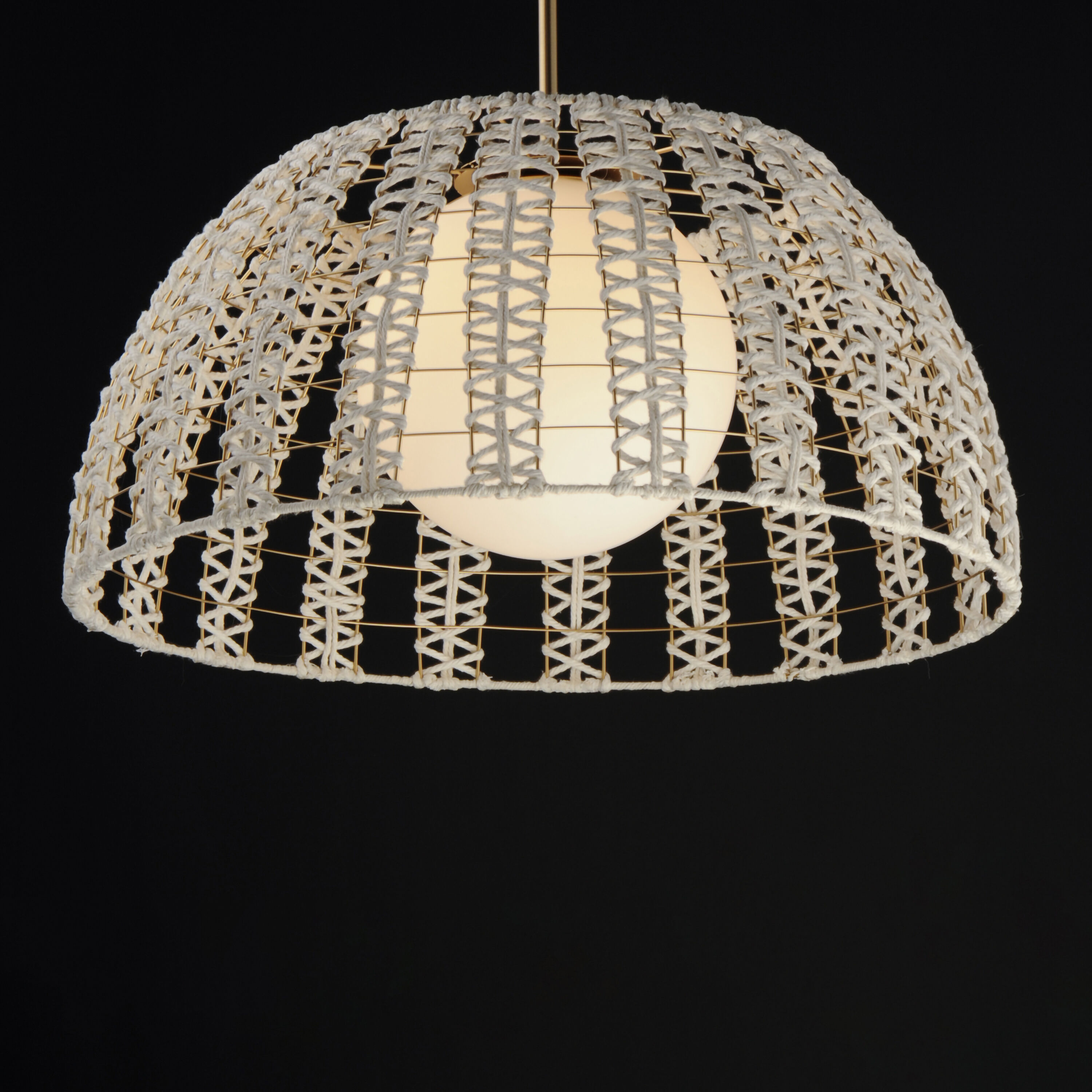 Macrame 1 Light 29.5 inch Gold Single Pendant Ceiling Light
