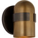 Avroko Octavia 1 Light 4 inch Blackened Bronze/Bright Worn Brass ADA Wall Sconce Wall Light in 120V