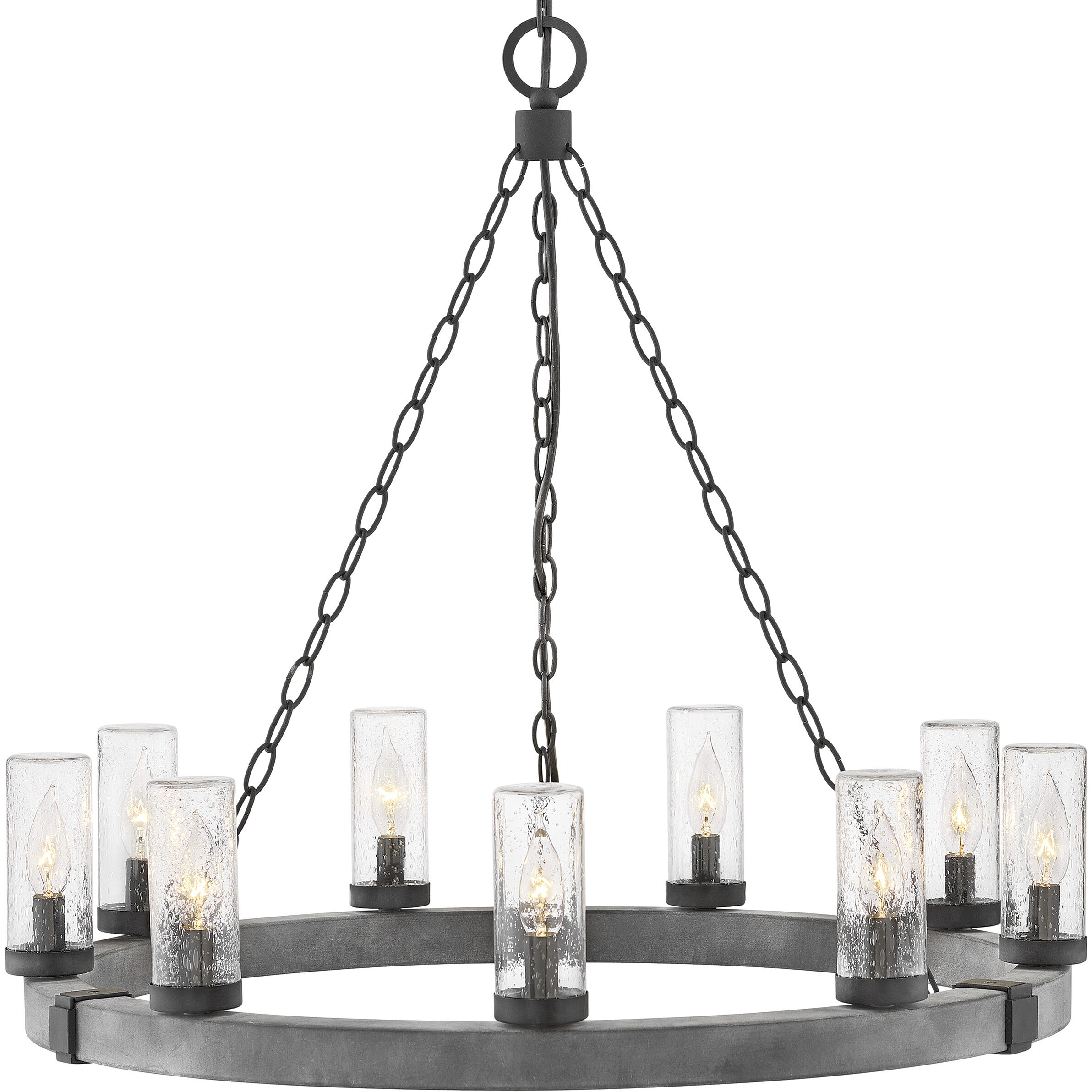 Open Air Sawyer LED 30 inch Aged Zinc with Distressed Black Outdoor Hanging