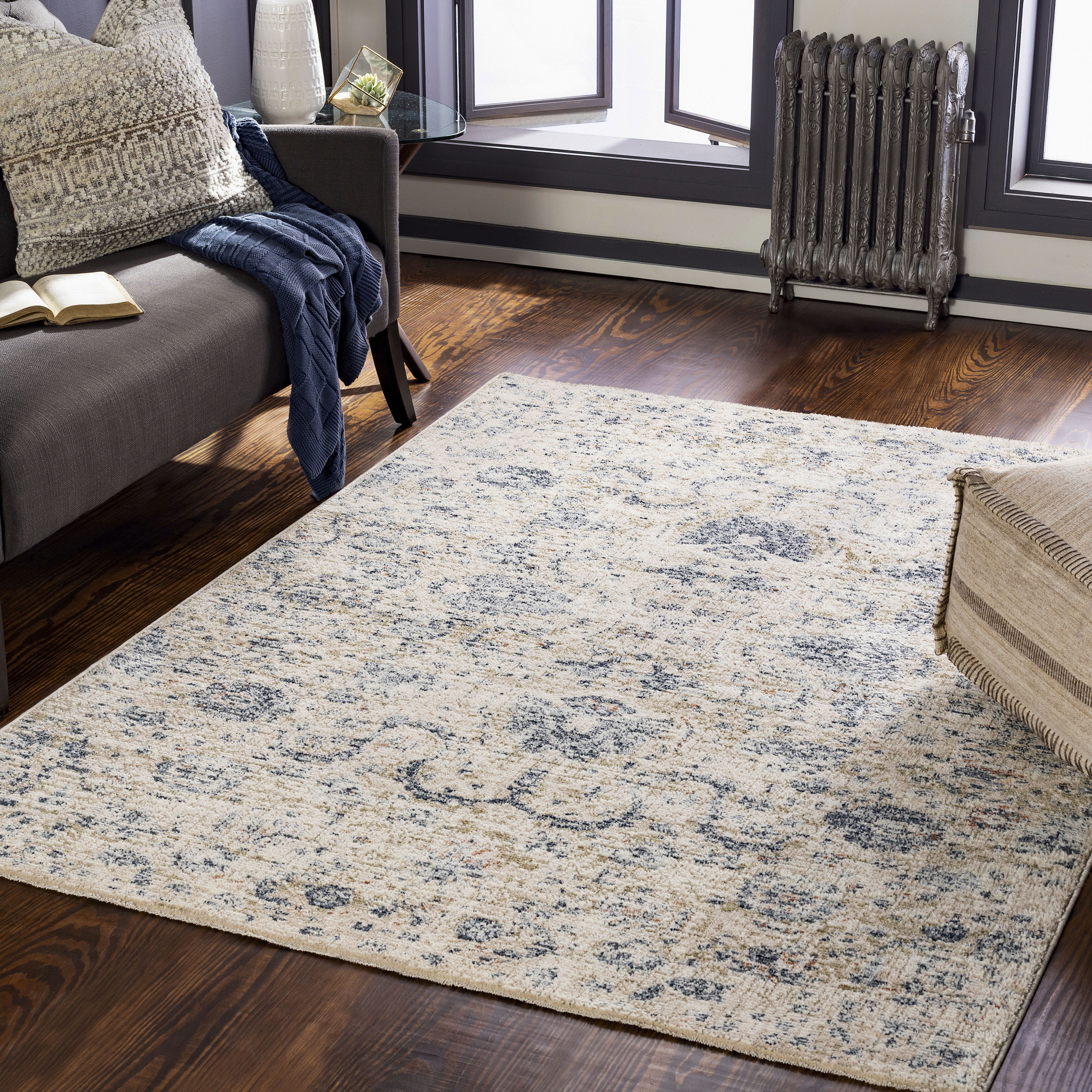 Amore 93 X 60 inch Navy Rug in 5 x 8, Rectangle