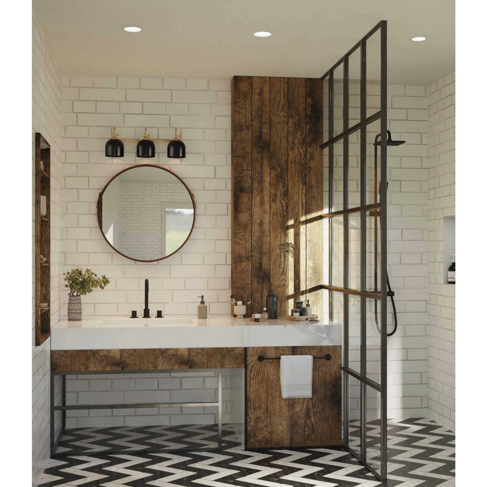 Dalton 3 Light 24 inch Vintage Brass Bath Vanity Wall Light