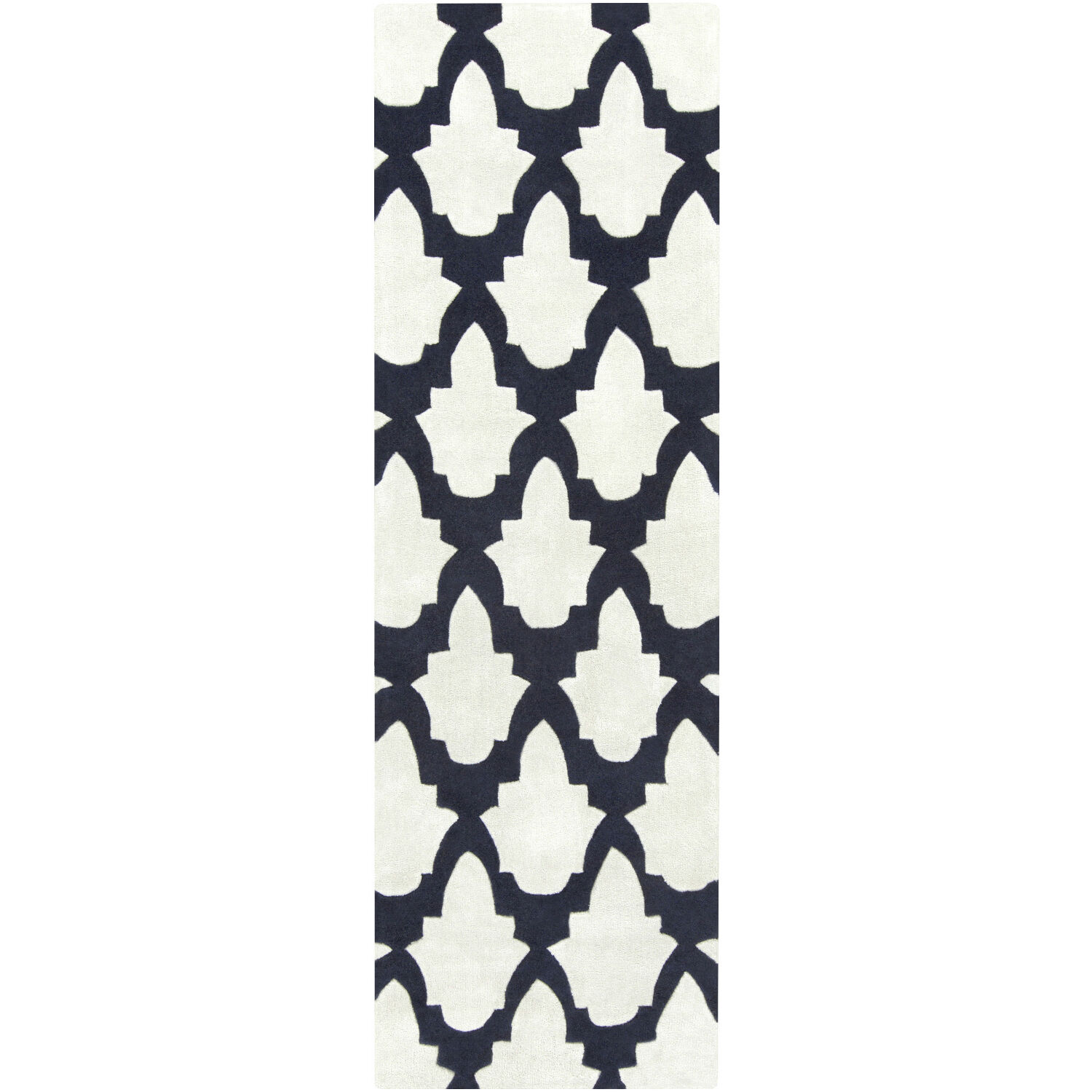 Cosmopolitan 96 X 30 inch Light Gray/Navy Handmade Rug