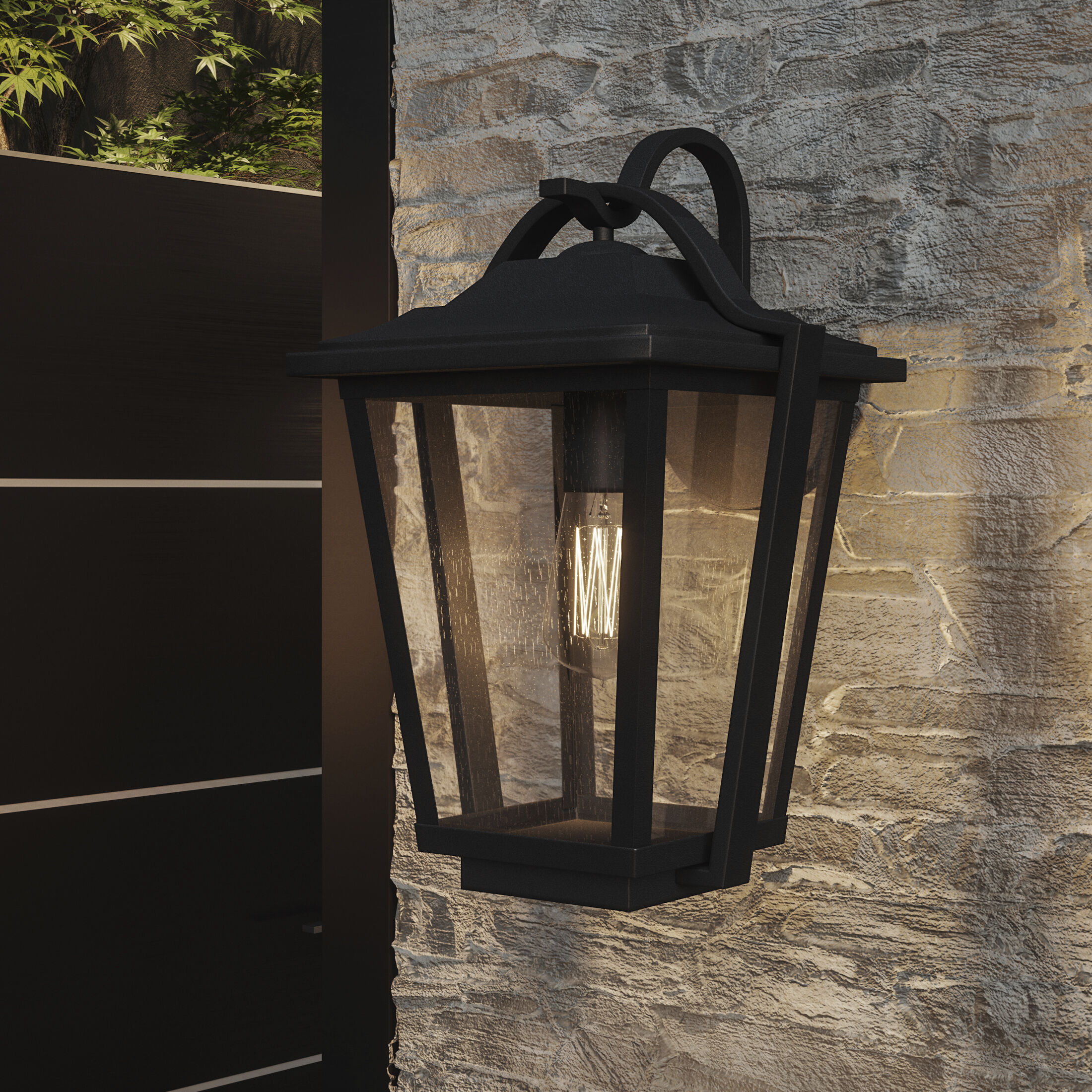 Darius 1 Light 18 inch Earth Black Outdoor Wall Light