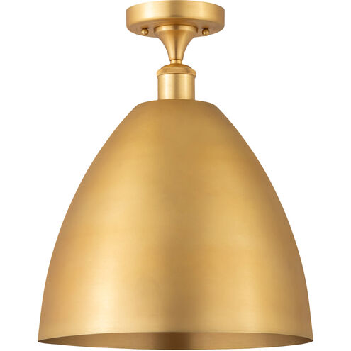 Ballston Plymouth Dome LED 12 inch Antique Brass Semi-Flush Mount Ceiling Light in Matte Blue