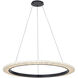 Textile LED 42 inch Matte Black Pendant Ceiling Light in Cream Linen Fabric