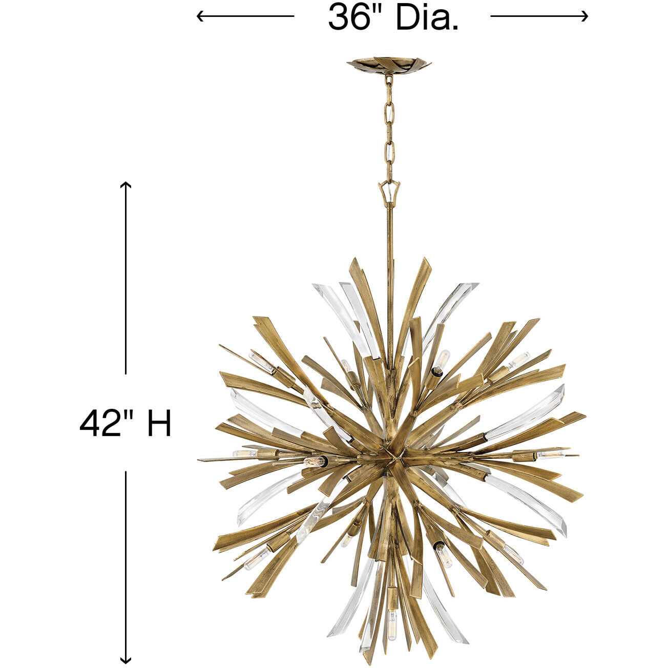 Vida LED 36 inch Burnished Gold Chandelier Ceiling Light, Orb