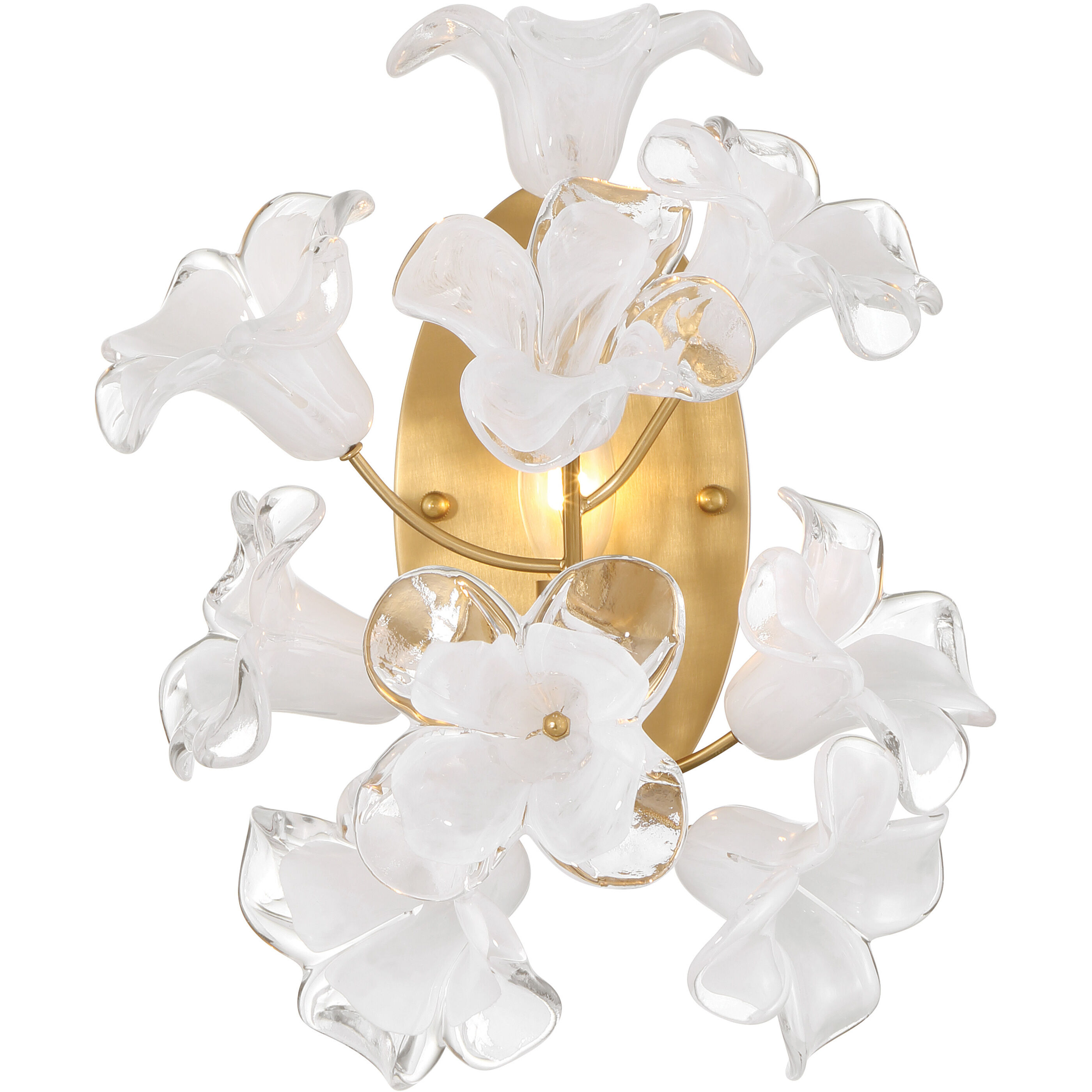 Bloome Wall Sconce Wall Light in Legacy Brass, Clear Handmade Glass