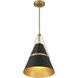 Springfield 1 Light 12 inch Legacy Brass and Dark Matte Black Pendant Ceiling Light