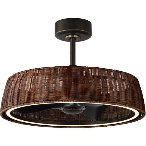 Tulum 29 inch Dark Bronze Fandelight in Dark Rattan