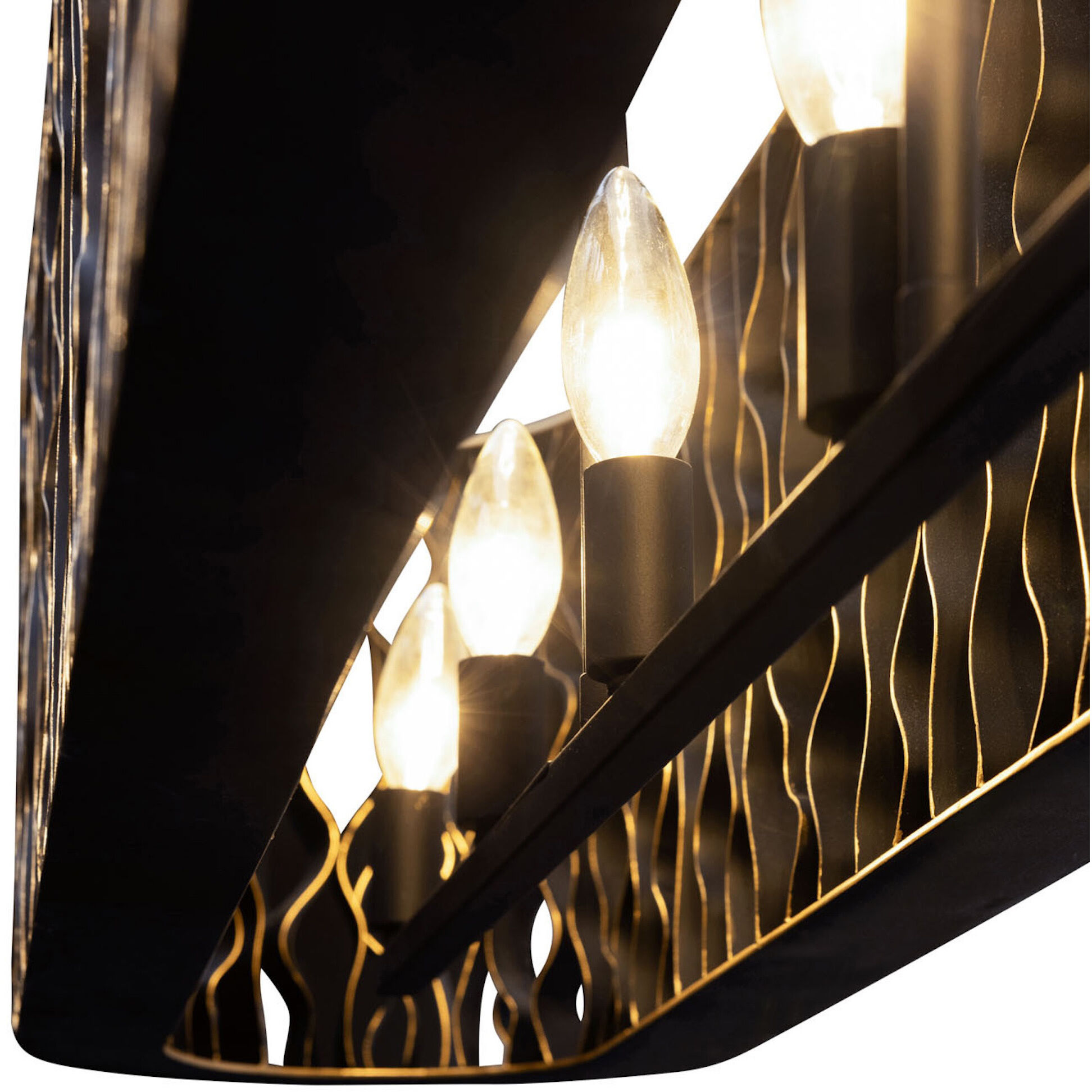 Estela 6 Light 48 inch Matte Black and French Gold Linear Pendant Ceiling Light, Smithsonian Collaboration