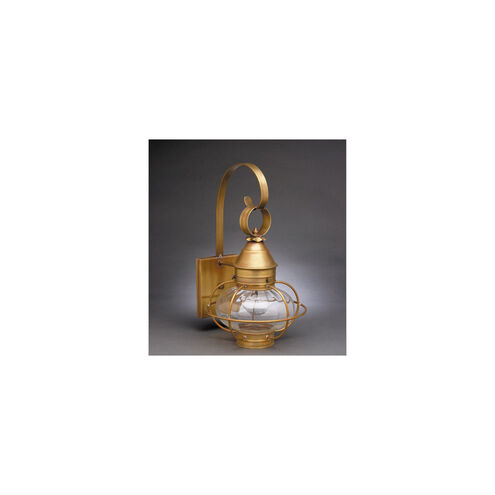 Onion 1 Light 16 inch Antique Brass Outdoor Wall Light in Optic Glass