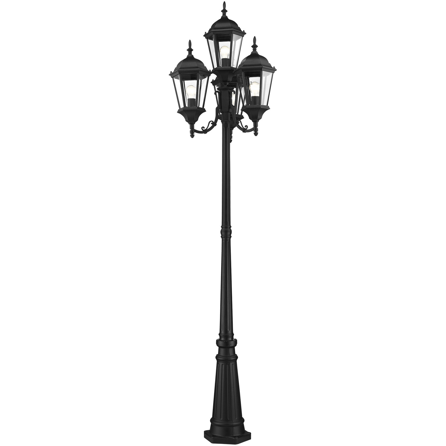 Hamilton 4 Light 95 inch Textured Black Outdoor Post Light