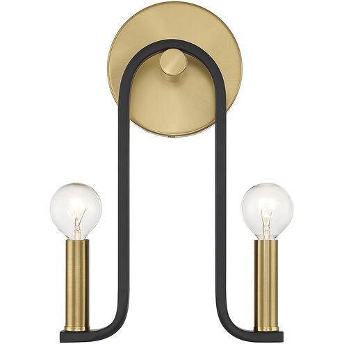 Archway 2 Light 9 inch Black with Warm Brass Accents ADA Wall Sconce Wall Light
