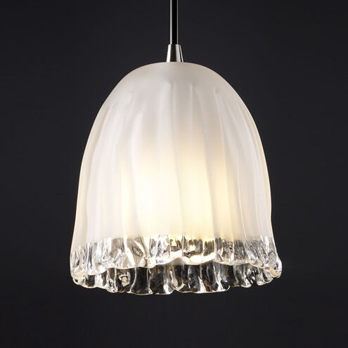 Veneto Luce 1 Light 6 inch Brushed Nickel Pendant Ceiling Light in White Frosted (Veneto Luce), Tulip with Rippled Rim