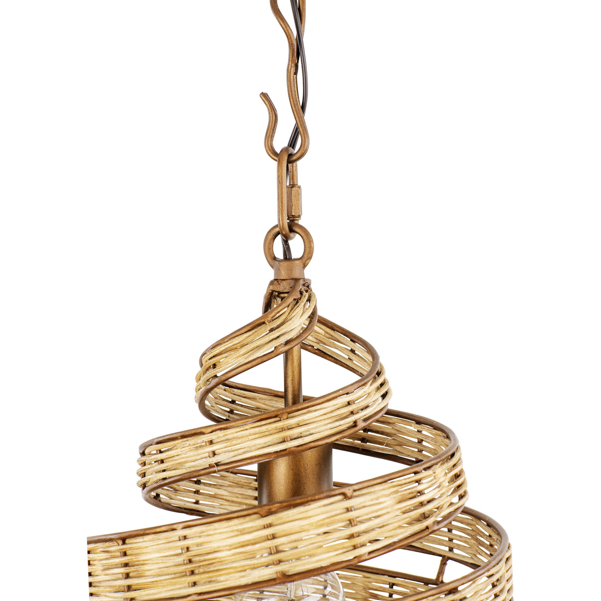 Flow 1 Light 10 inch Baguette and Natural Rattan Mini Pendant Ceiling Light in Baguette/Natural Rattan, Smithsonian Collaboration
