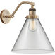 Franklin Restoration X-Large Cone LED 12 inch Brushed Brass Sconce Wall Light in Clear Glass, Franklin Restoration