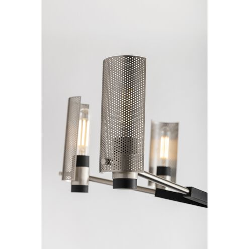 Pilsen 8 Light 40 inch Carbide Black W Satin Nickel Accents Chandelier Ceiling Light