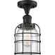 Franklin Restoration Small Bell Cage 1 Light 5 inch Black Antique Brass Semi-Flush Mount Ceiling Light in Clear Glass, Franklin Restoration