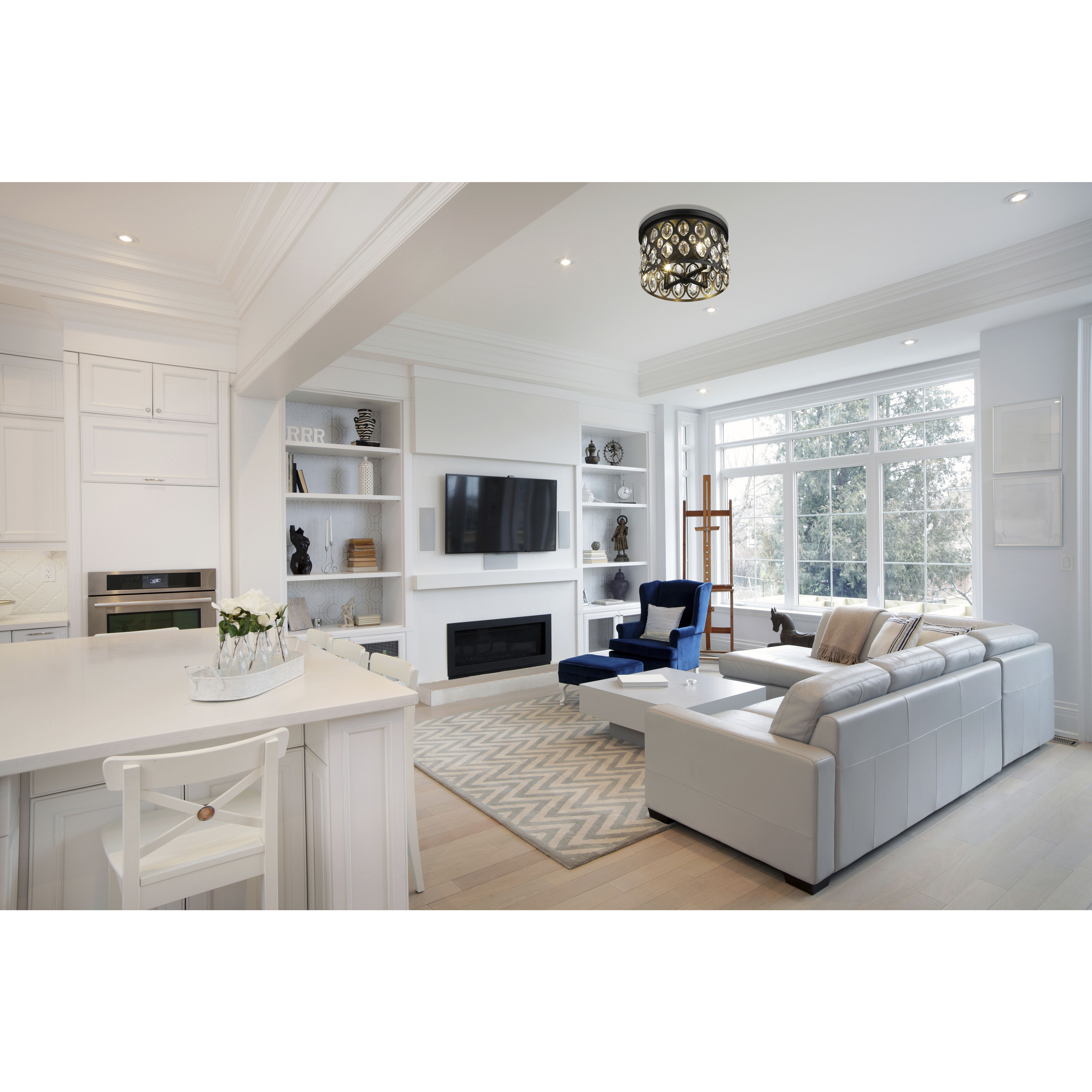 Dealey 4 Light 14.75 inch Matte Black Flush Mount Ceiling Light