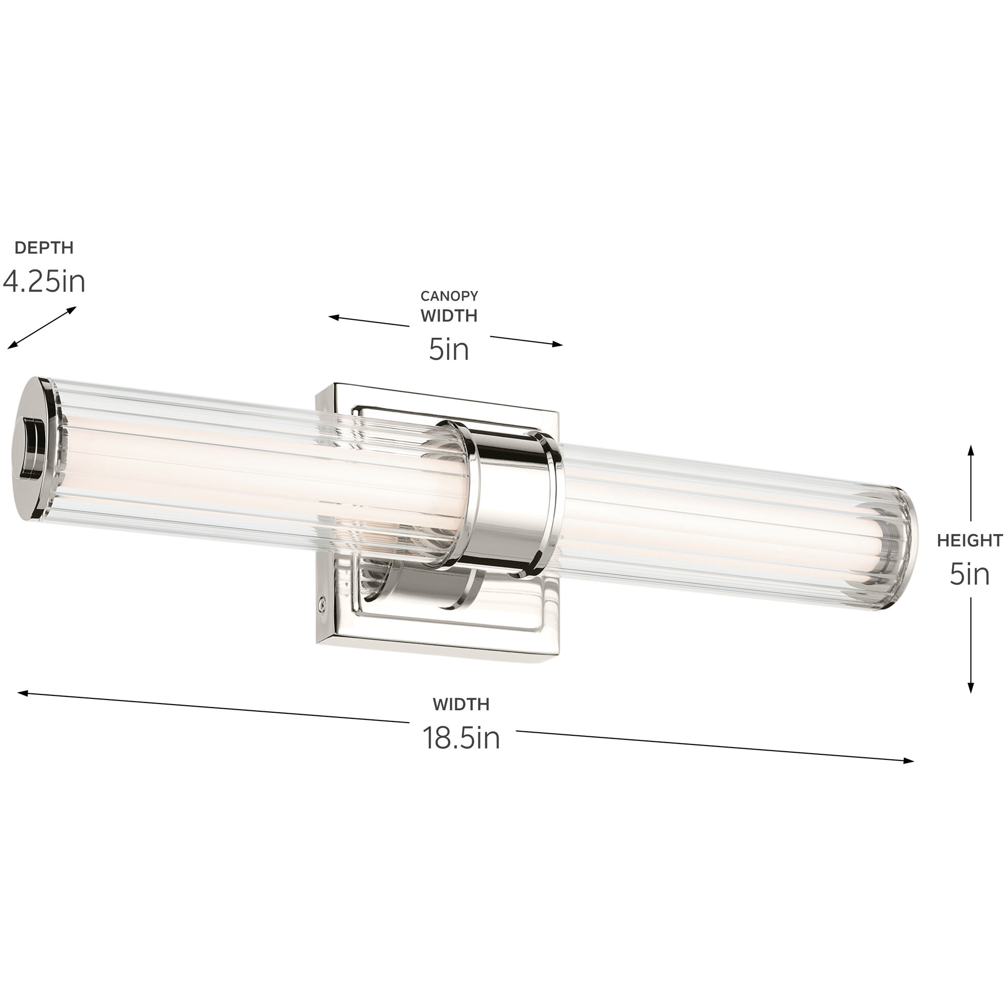 Laurene LED 18.5 inch Polished Nickel Linear Bath Bar Wall Light, Small