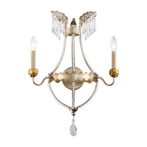 Louis 2 Light 8 inch Distressed Silver and Gold Wall Sconce Wall Light
