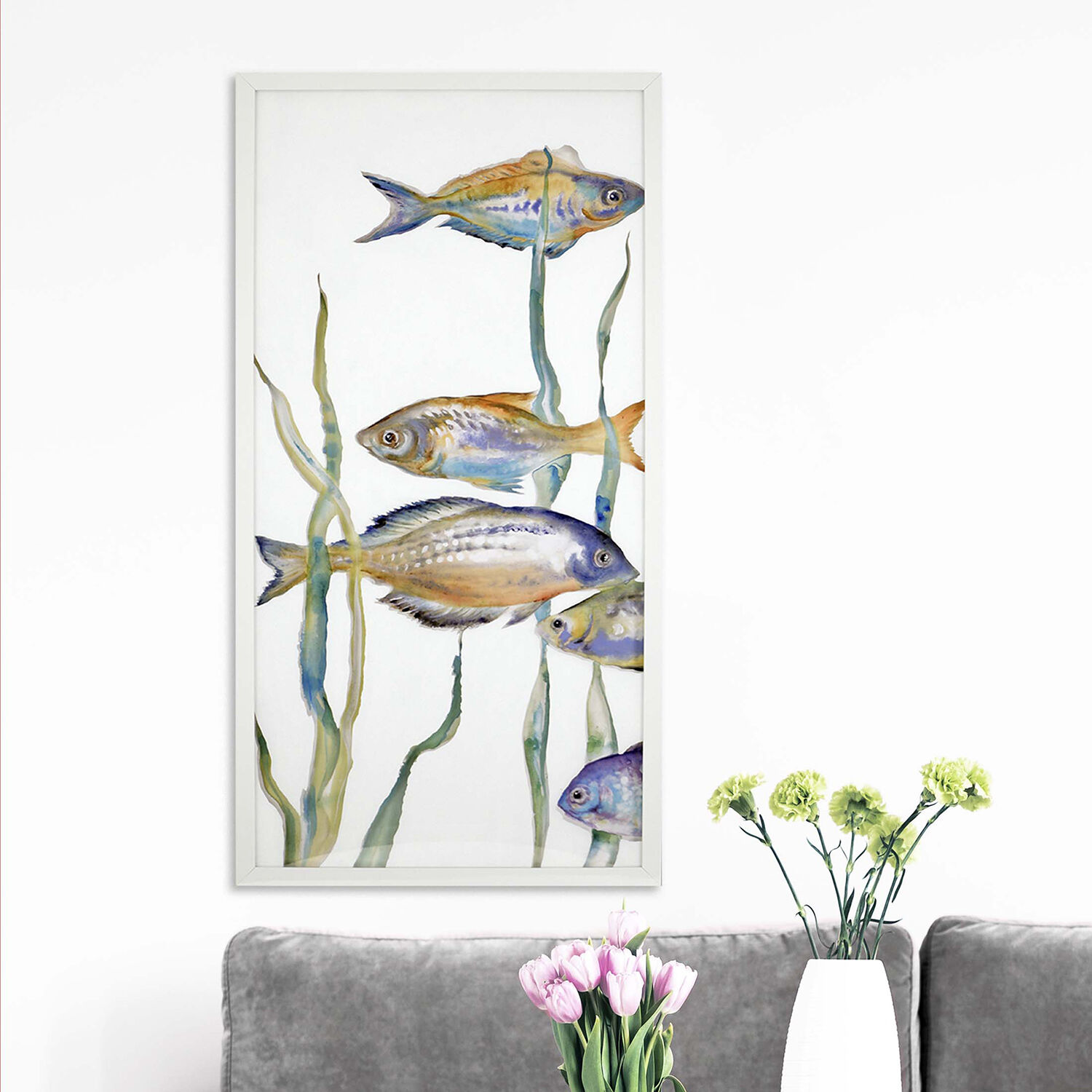 Tropical Paradise Multi and Blue and Orange and White Framed Art, The Studio