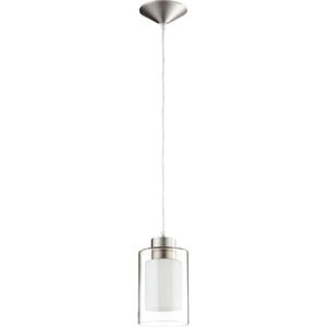 Fort Worth 1 Light 5 inch Satin Nickel Clear and White Mini Pendant Ceiling Light