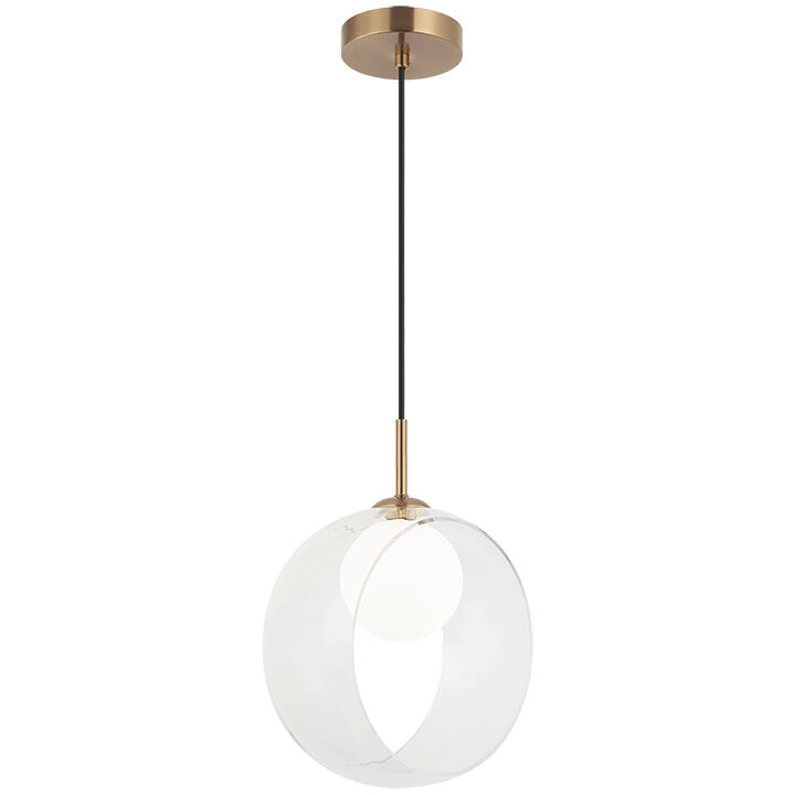 Delcia LED 11 inch Aged Gold Brass Pendant Ceiling Light in Aged Gold Brass and Clear