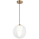 Delcia LED 5.13 inch Aged Gold Brass Pendant Ceiling Light in Aged Gold Brass and Clear