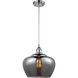 Ballston Large Fenton LED 11 inch Polished Chrome Mini Pendant Ceiling Light in Plated Smoke Glass, Ballston