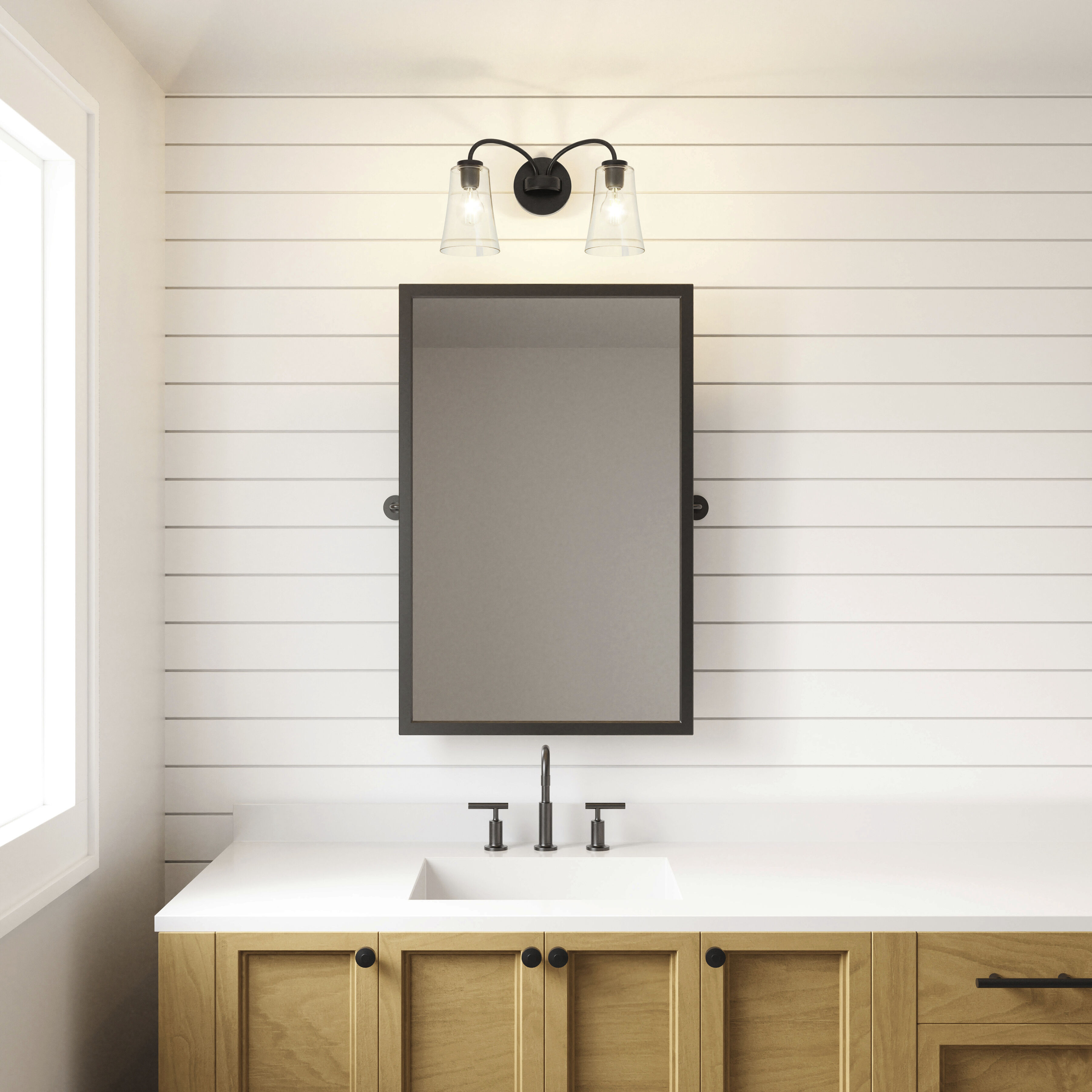 Emily Vanity Light Wall Light in Matte Black