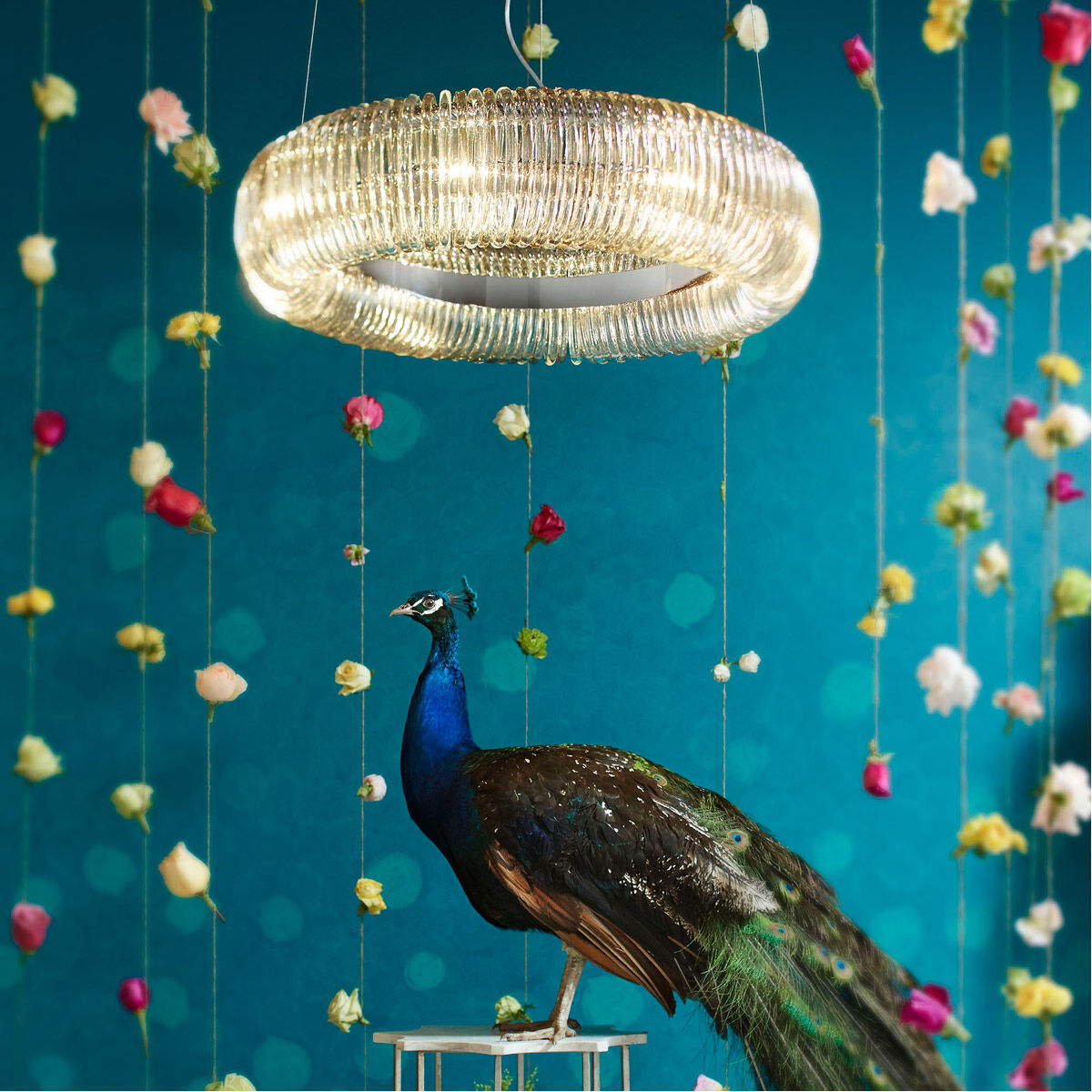 Beaming Around 8 Light 27 inch Chrome Pendant Ceiling Light