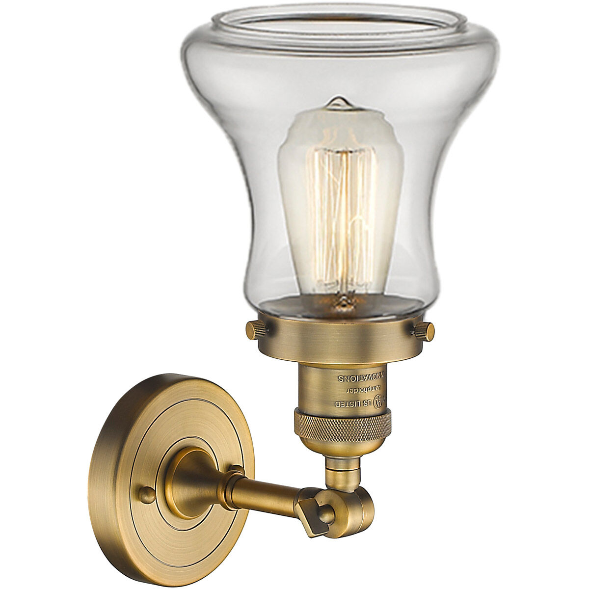 Franklin Restoration Bellmont 1 Light 6 inch Brushed Brass Semi-Flush Mount Ceiling Light in Clear Glass, Franklin Restoration