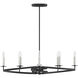 Monteray 8 Light 38 inch Black with Satin Nickel Linear Chandelier Ceiling Light