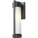 Stratford 1 Light 13.5 inch Matte Black Outdoor Sconce in Striped White Glass