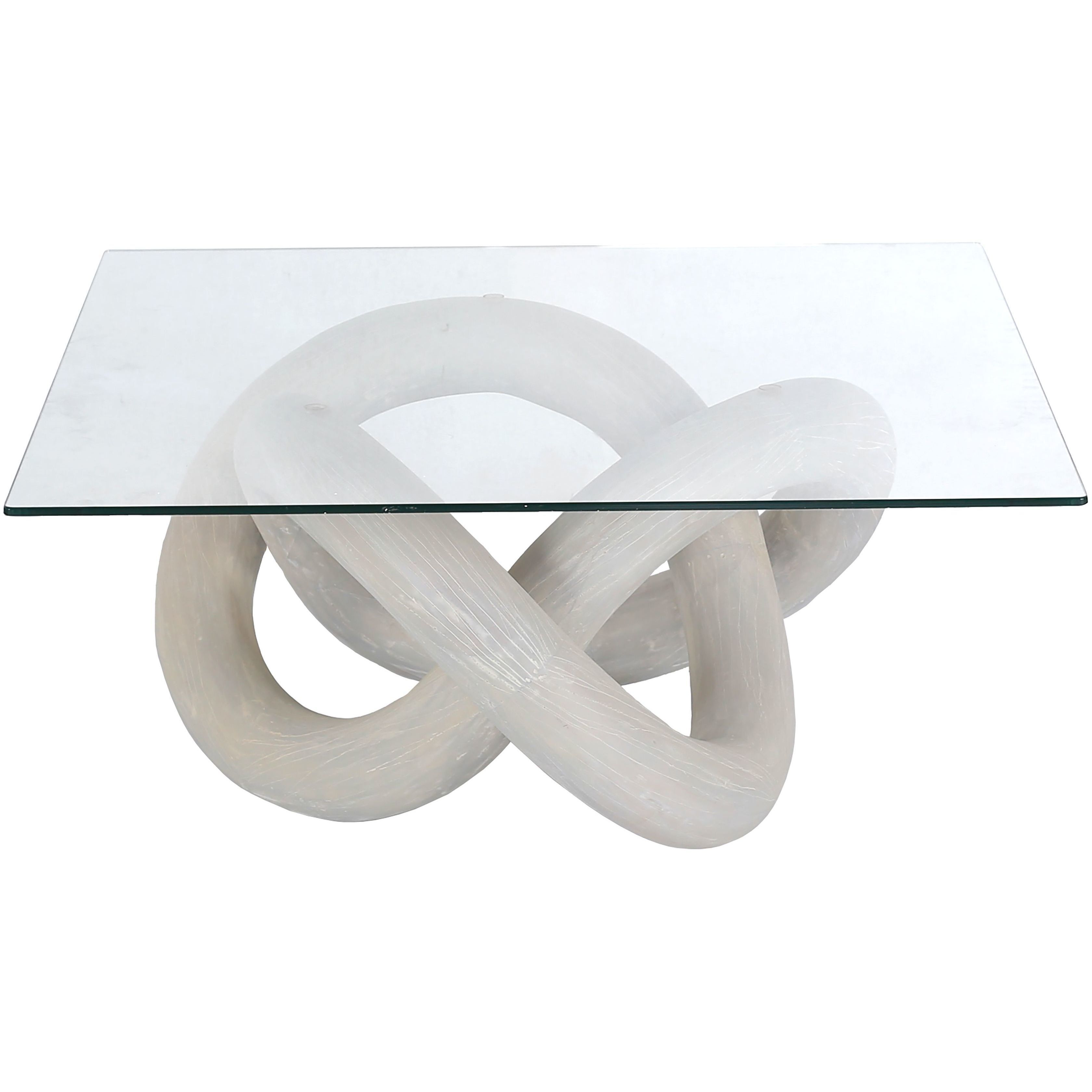 Knotty 36 X 36 inch White with Clear Coffee Table
